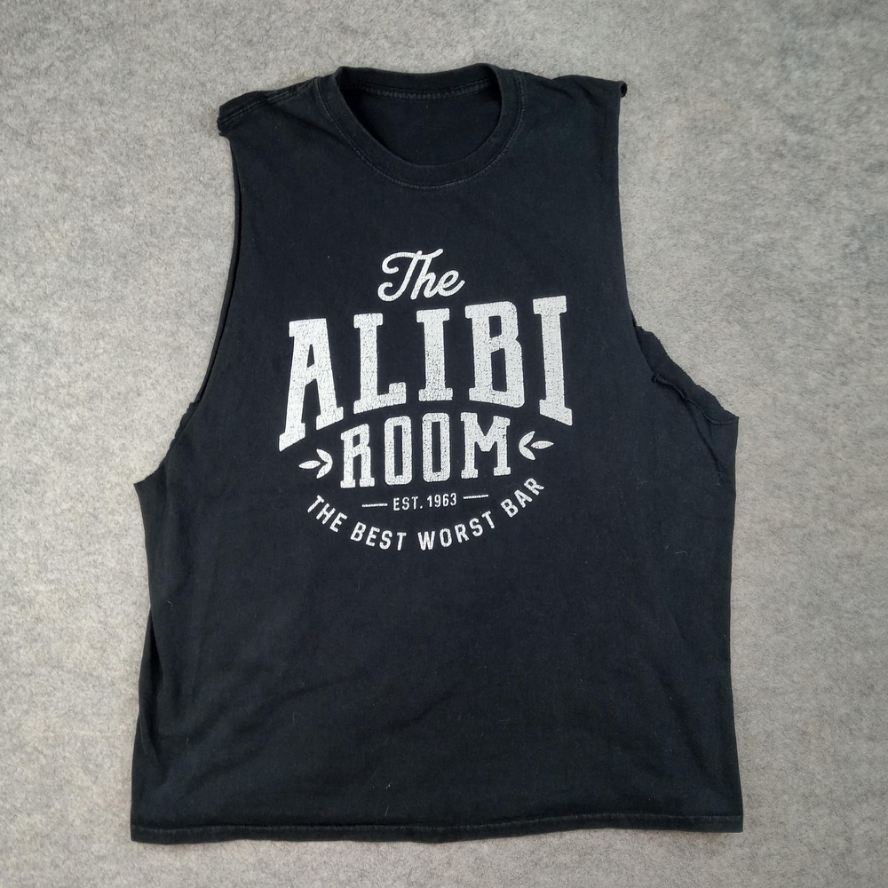 Alibi Room Shirt Mens Large Black Cutoff Sleeveless The Best Worst Bar Tee
